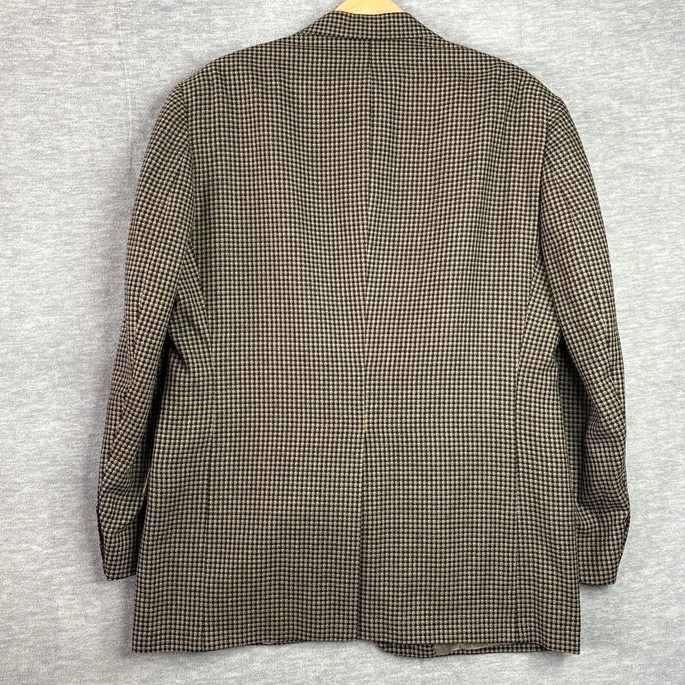 Vintage Sport Coat 44L Tweed Check Blazer Black Tan Racquet Club‎ Classic Jacket